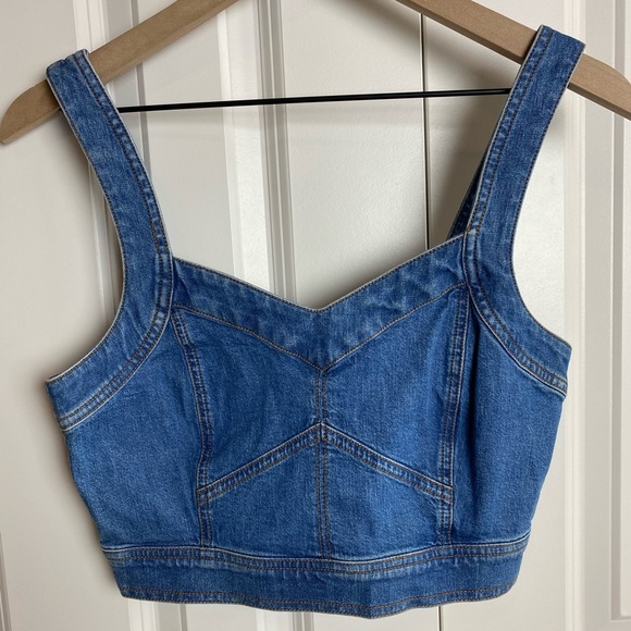 Madewell Cotton-Hemp Denim Supercrop Tank Top in Gabler Wash - Picture 10 of 15